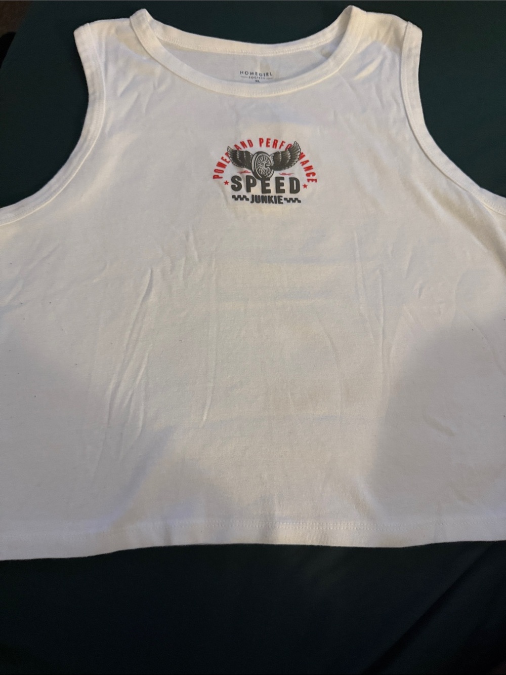 White 'Speed Junkie' Cropped Tank